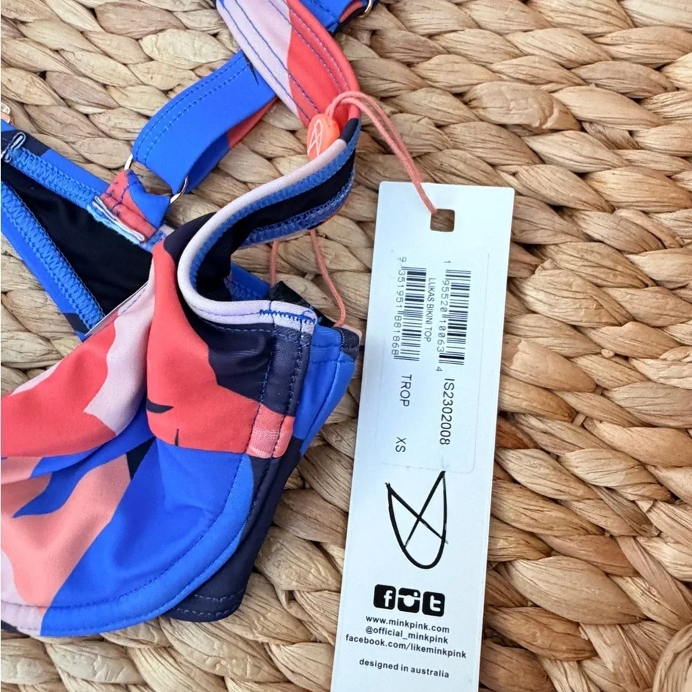 MINKPINK Vibrant Blue and Pink Bikini xsmall